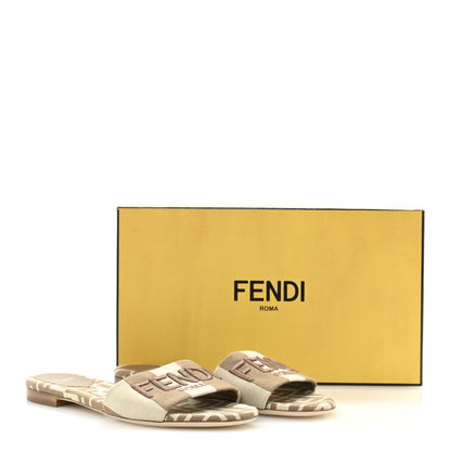 Fendi Woven Jacquard Logo Flat Slide Sandals 37 Black Sand 37.5 Beige Sand 10 of 10