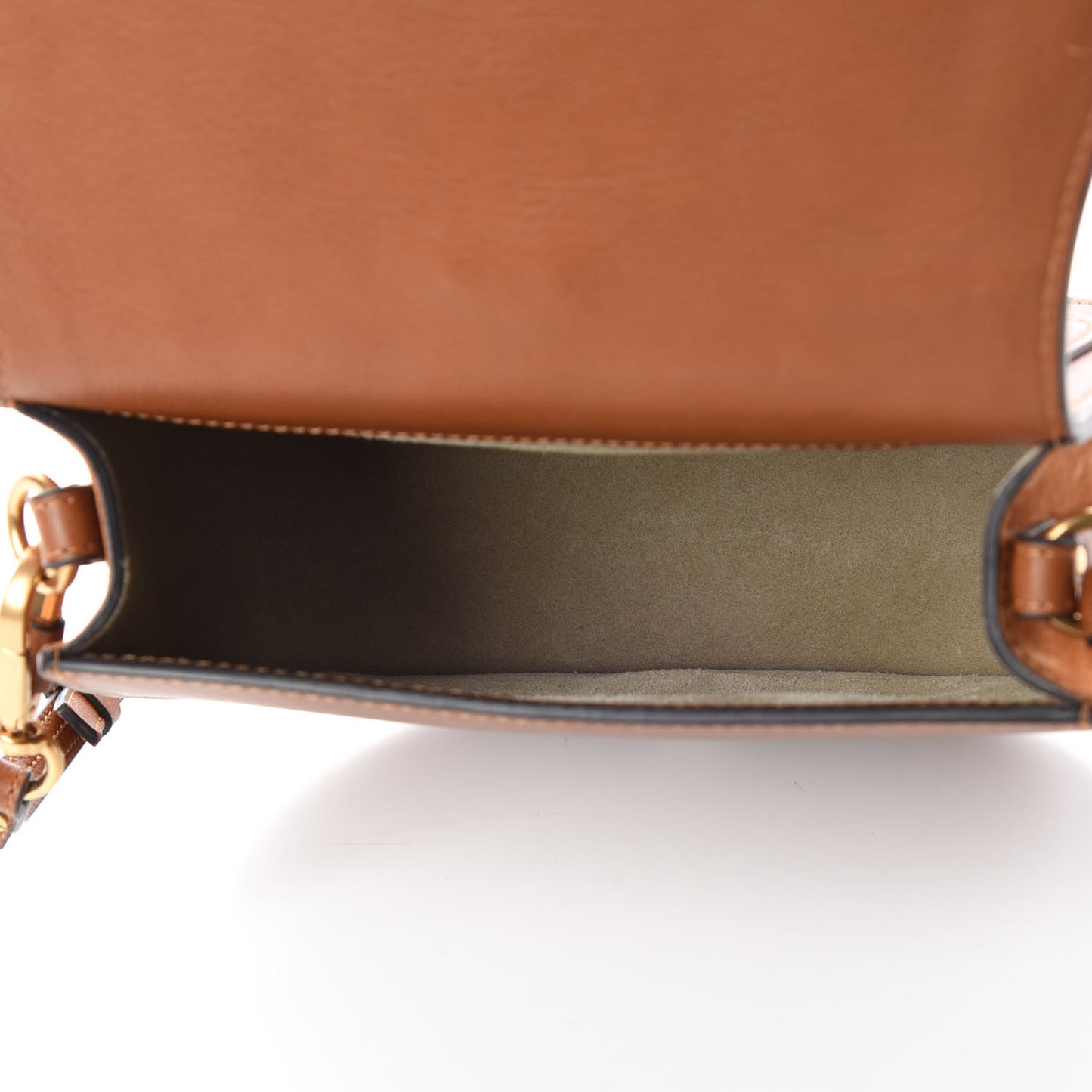 Calfskin Suede Medium Nile Bracelet Bag Caramel