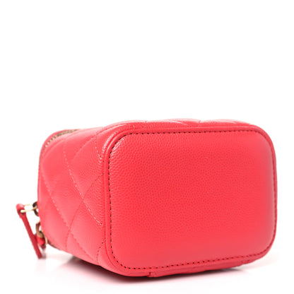 Chanel Caviar Quilted Mini Vanity Case With Chain Red 4 of 11