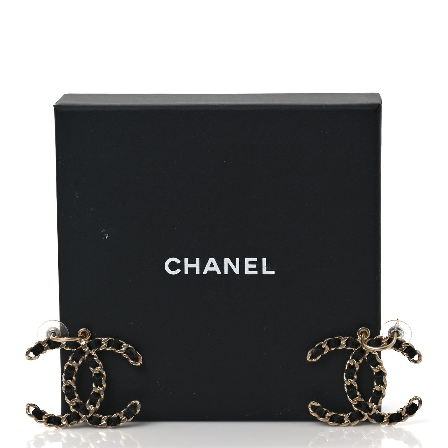 CC Chain Earrings Light Gold Black