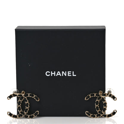 Chanel CC Chain Earrings Light Gold Black 5 of 5