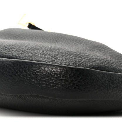 Saint Laurent Grained Deerskin Paris VII Small Flat Hobo Black 11 of 12