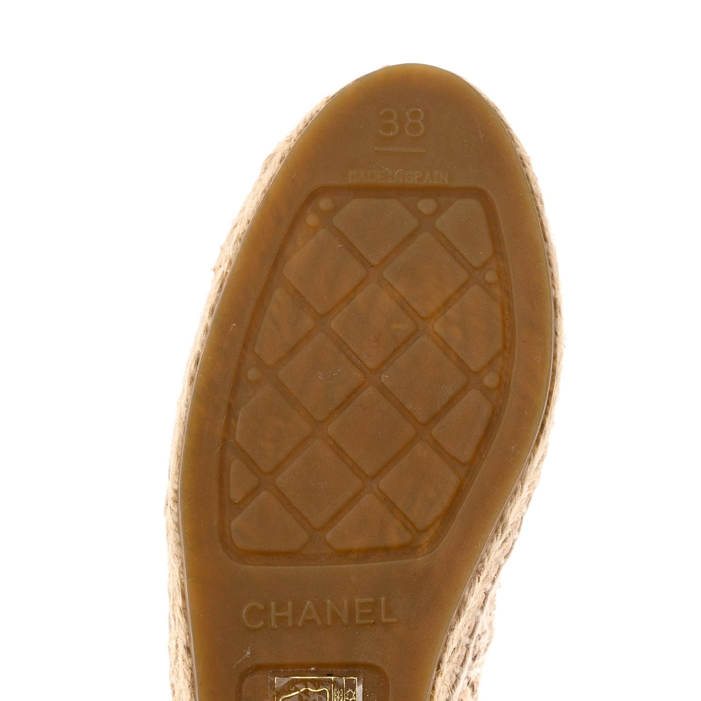 Tweed Lambskin CC Espadrilles 38 Beige Ivory