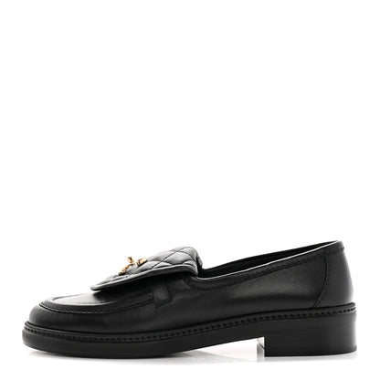 Chanel Lambskin Quilted CC Turnlock Loafers 36.5 Black 1 of 15
