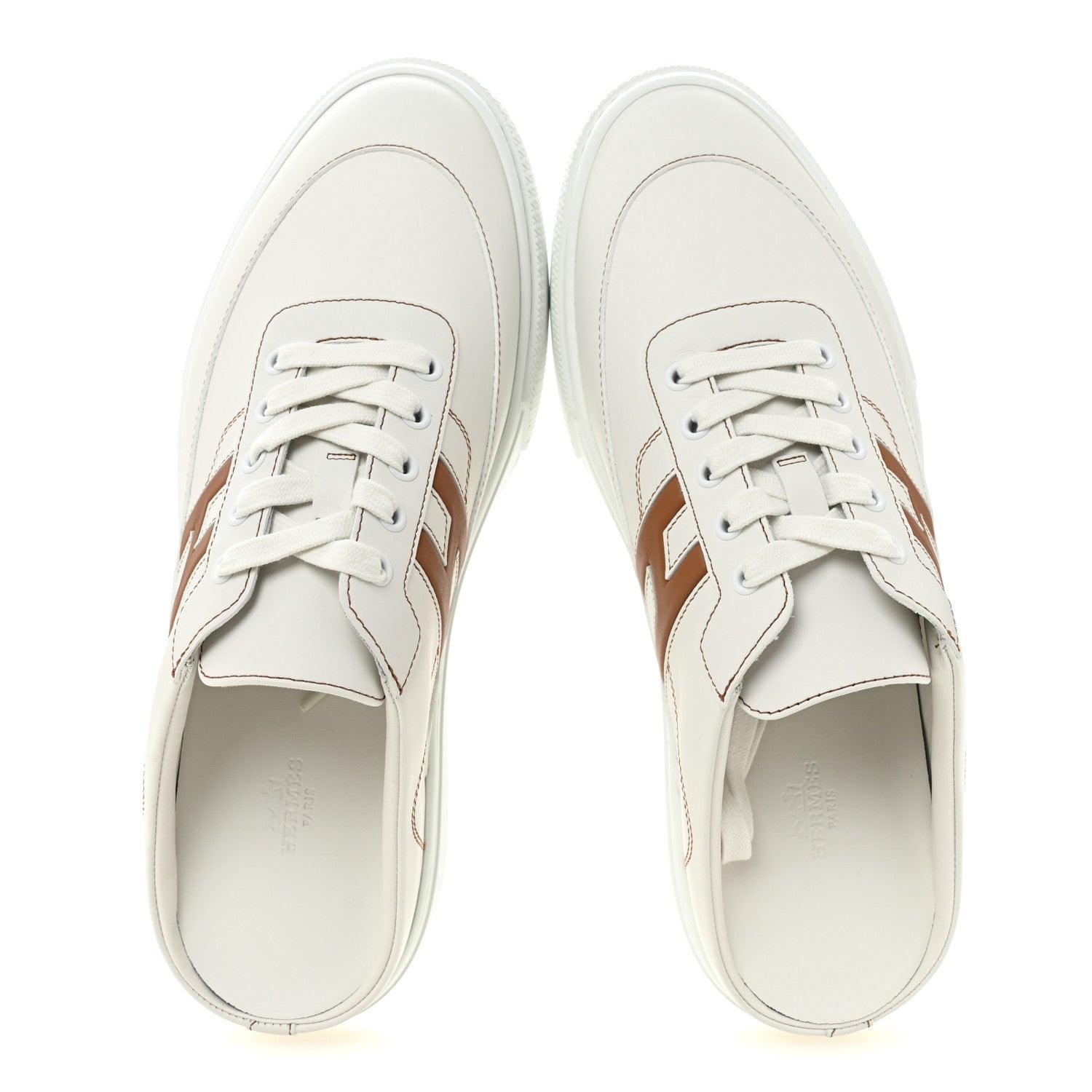 Hermes Calfskin Mens Keep Mule Sneakers 43 White Naturel 1855049