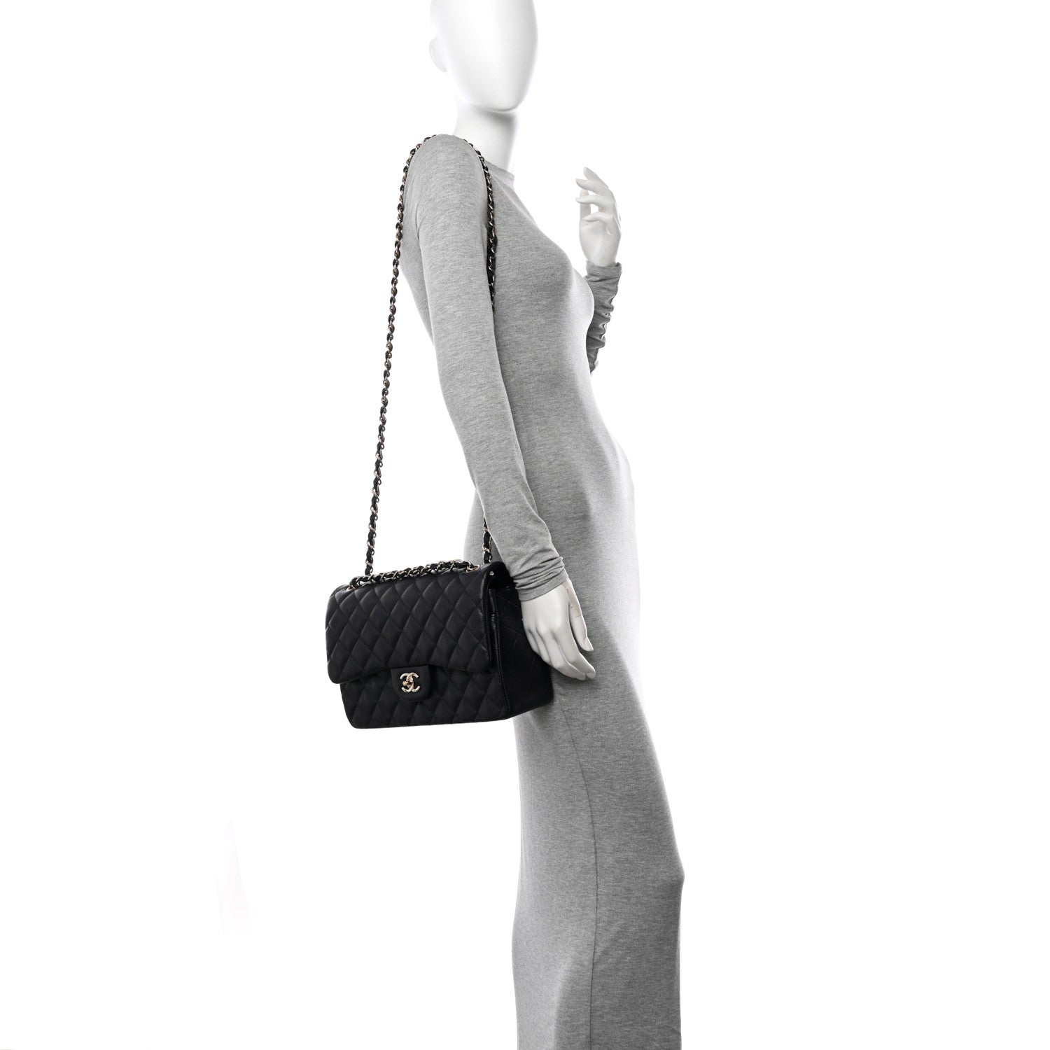 Chanel Caviar Quilted Jumbo Double Flap Navy Blue 2 of 12