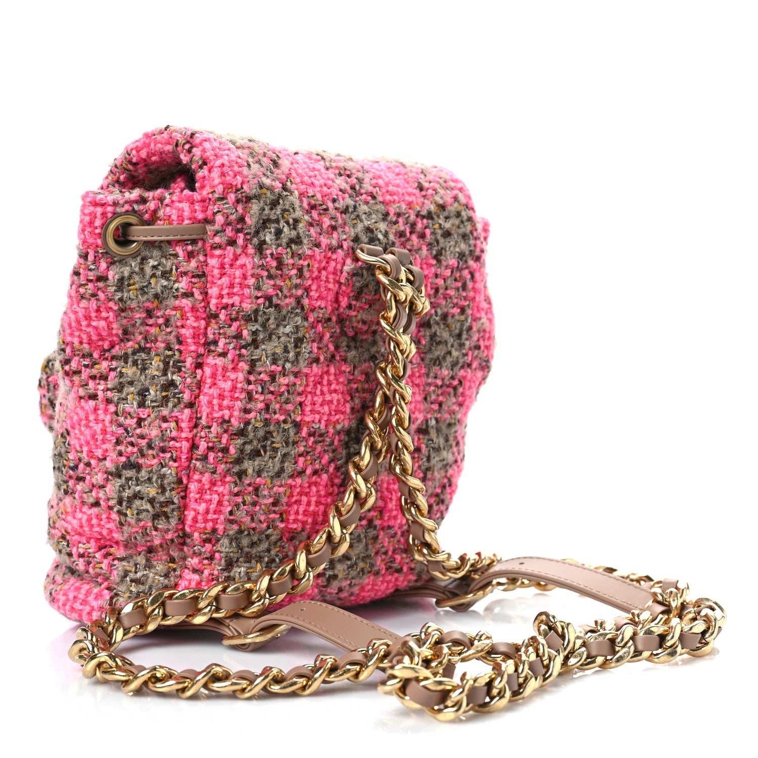 Chanel Wool Tweed Elegant Backpack Pink Brown 3 of 9