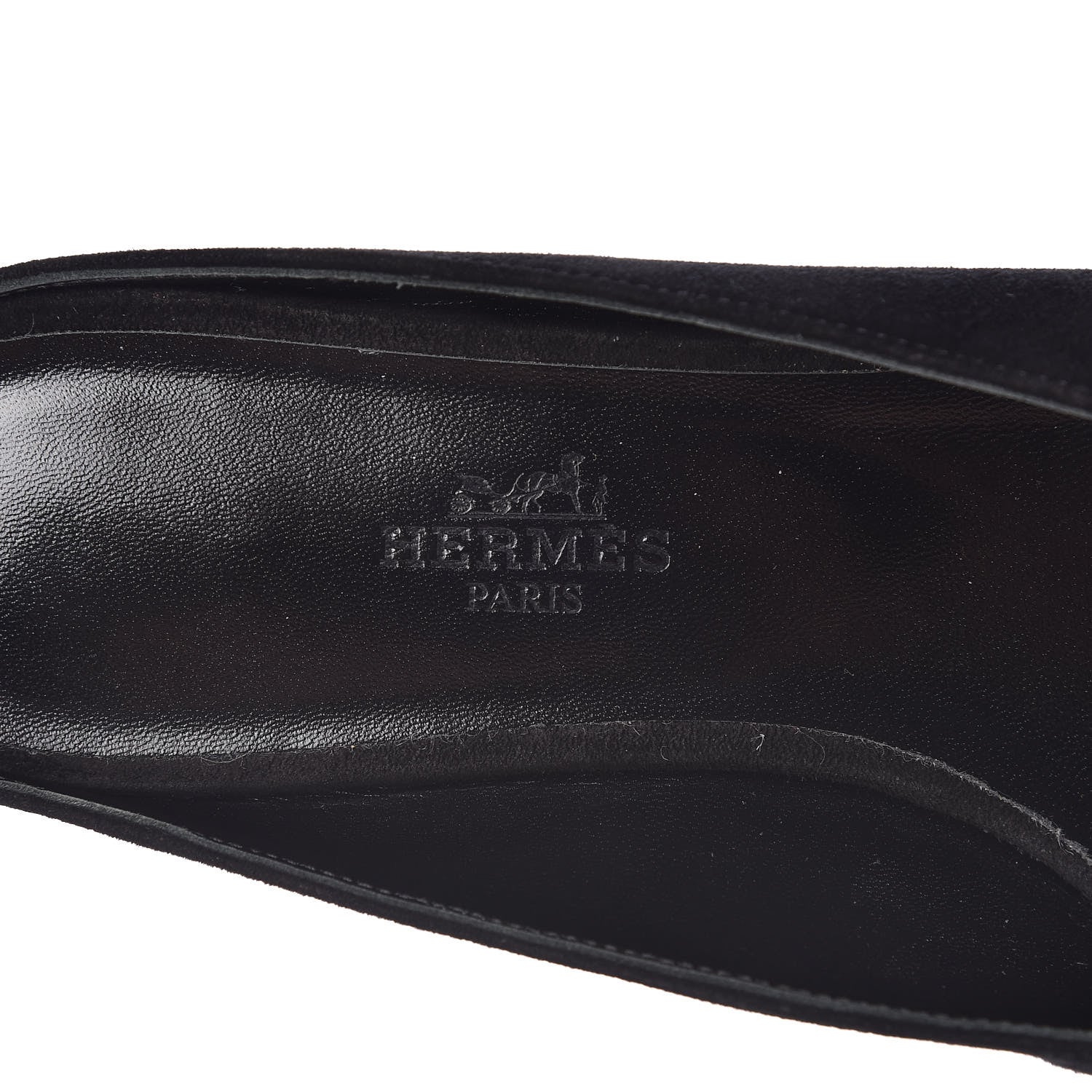 Hermes Suede Goatskin Crystal Roxane Mules 37 Gris Argente Black 5 of 6