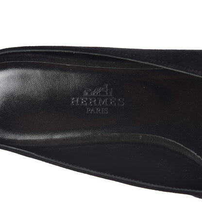 Hermes Suede Goatskin Crystal Roxane Mules 37 Gris Argente Black 5 of 6
