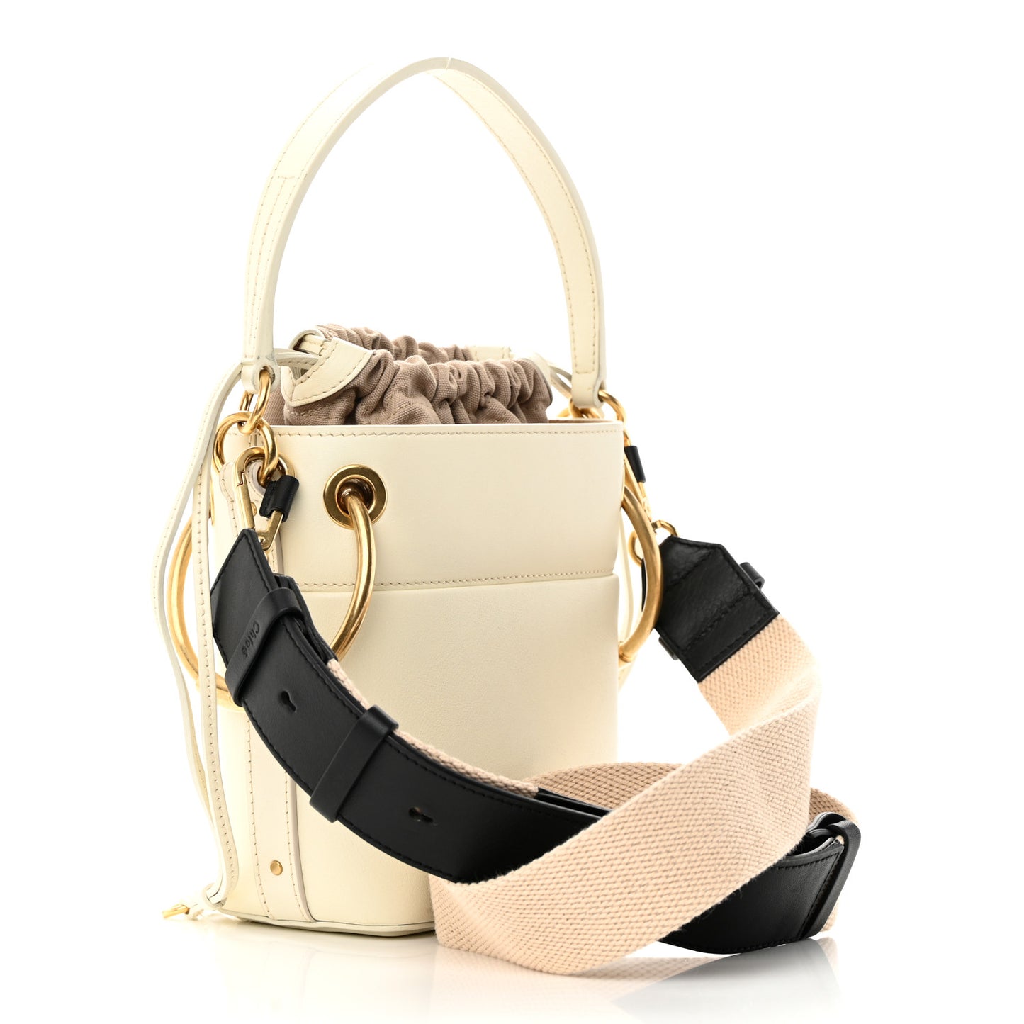 Smooth Calfskin Mini Roy Bucket Bag Natural White