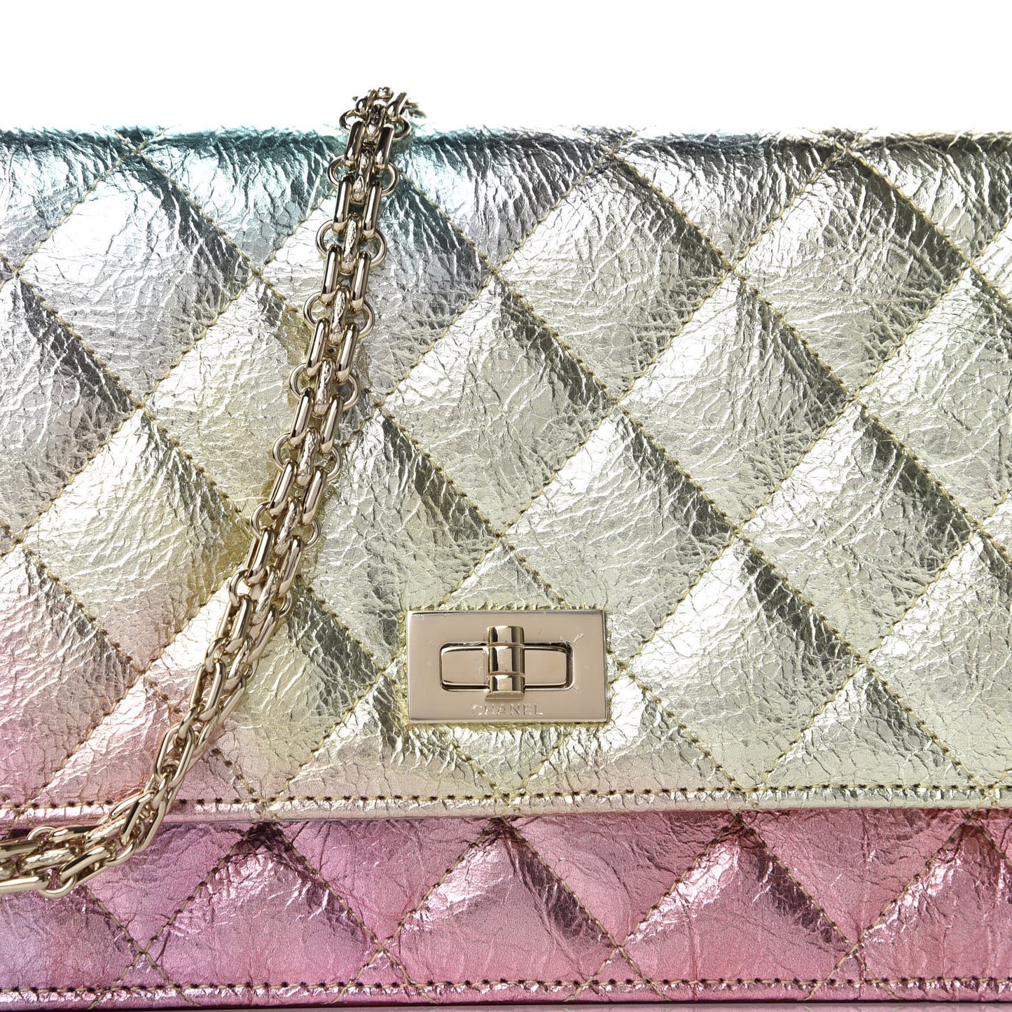 Metallic Goatskin Quilted 2.55 Reissue Wallet on Chain WOC Multicolor