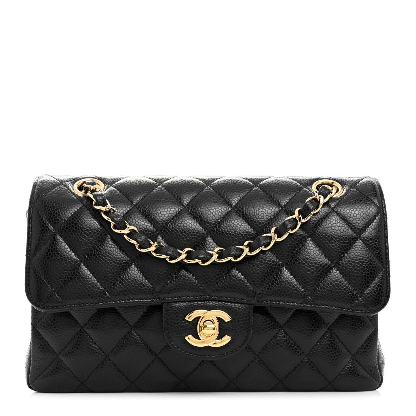 Caviar Quilted Small Double Flap Black