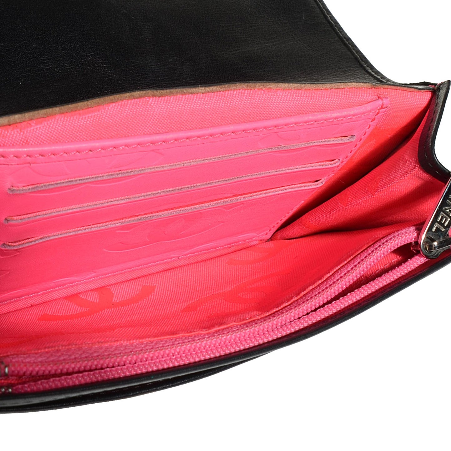 Calfskin Quilted Cambon Flap Wallet Black