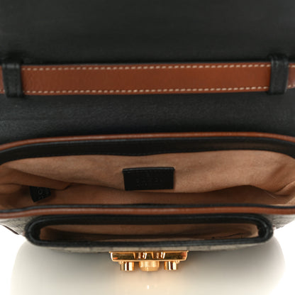 Gucci GG Supreme Monogram New Sakai Lux Calfskin Mini Padlock Flap Pocket Shoulder Bag Beige Ebony Black Cuir 5 of 16