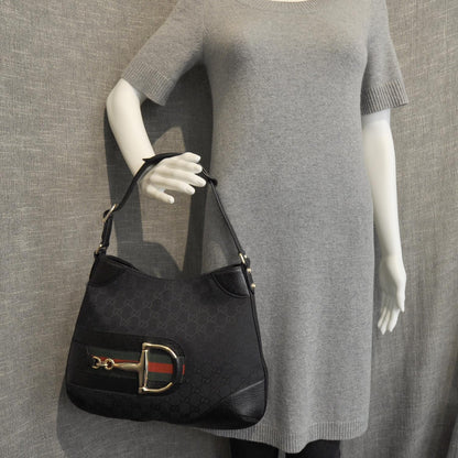 Gucci Monogram Web Hasler Hobo Black 3 of 5