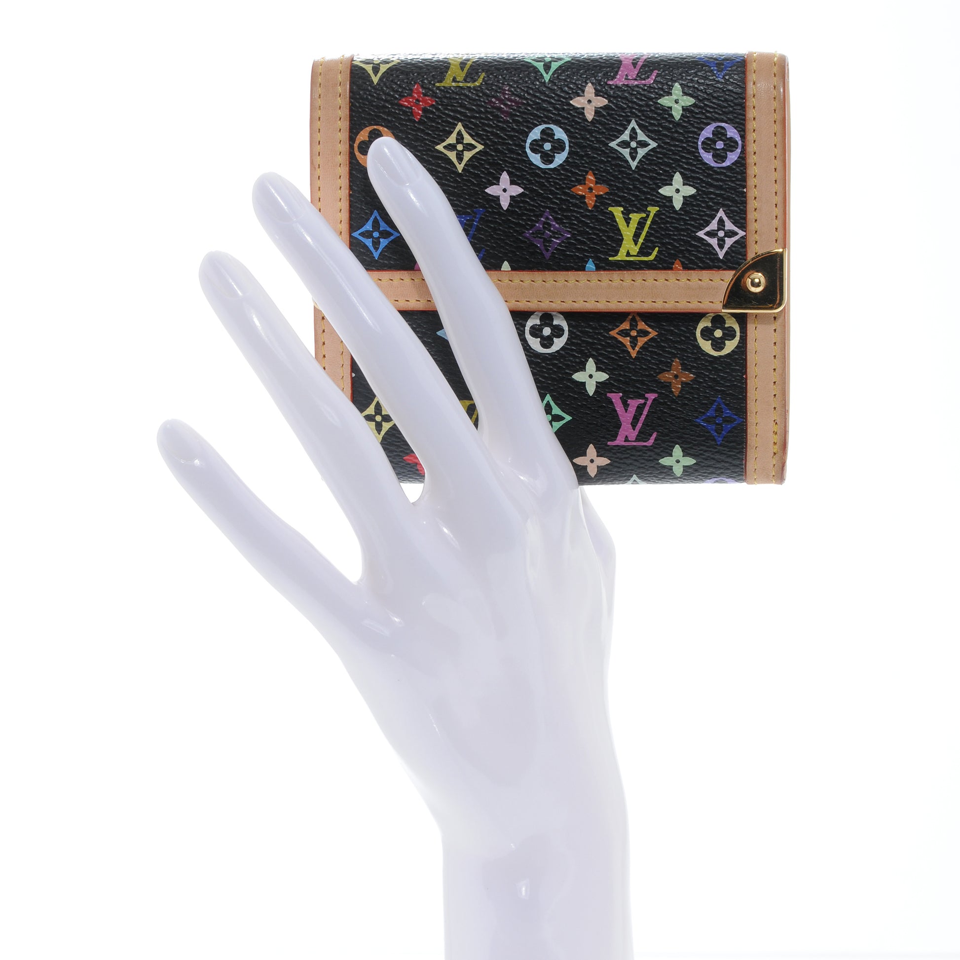 Louis Vuitton Monogram Multicolor Porte-Monnaie Billets Wallet Black 2 of 6