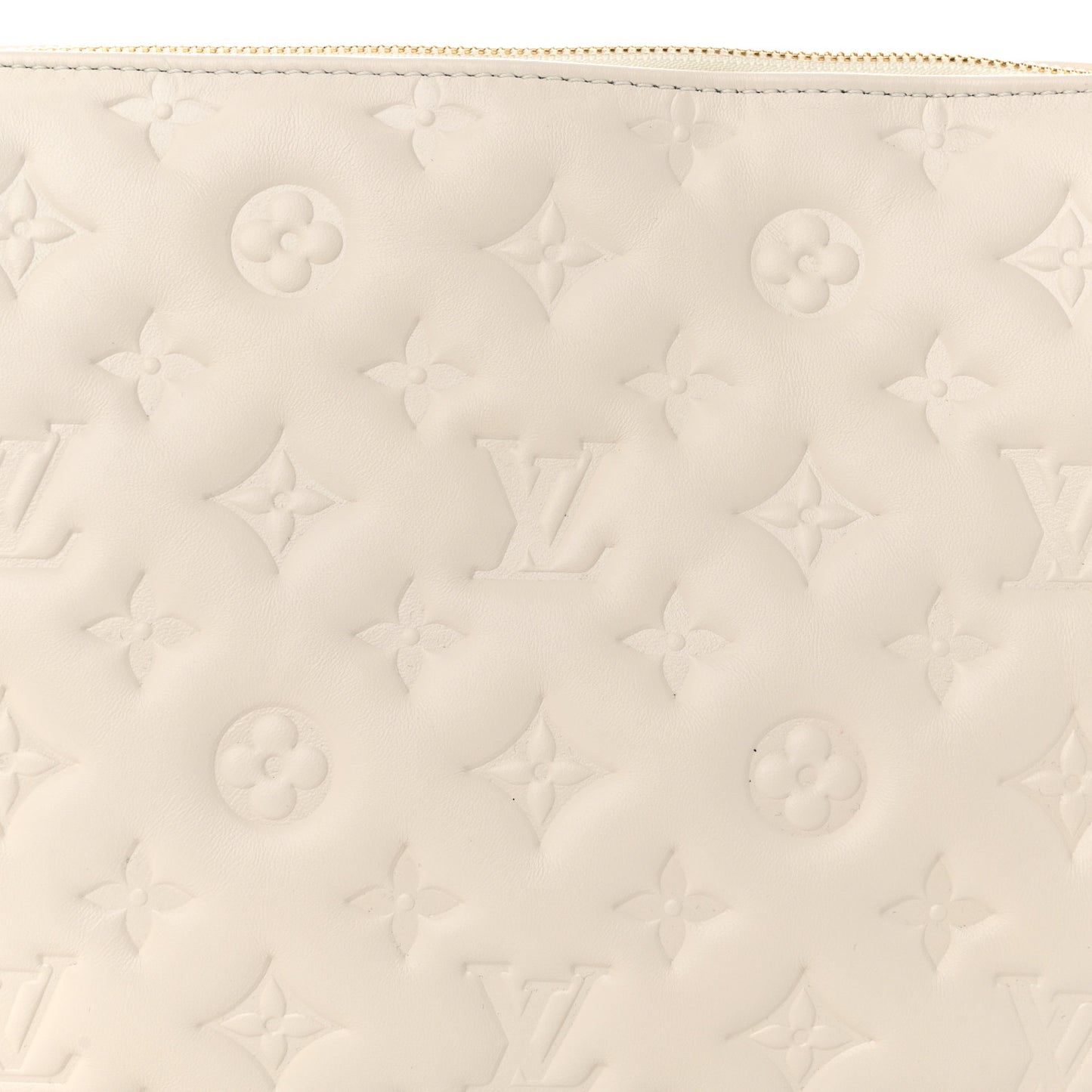 Lambskin Embossed Monogram Coussin PM Beige Cream