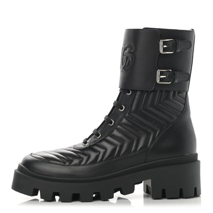 Gucci Nappa Frances GG Matelasse Platform Combat Boots 39 Black 1 of 10