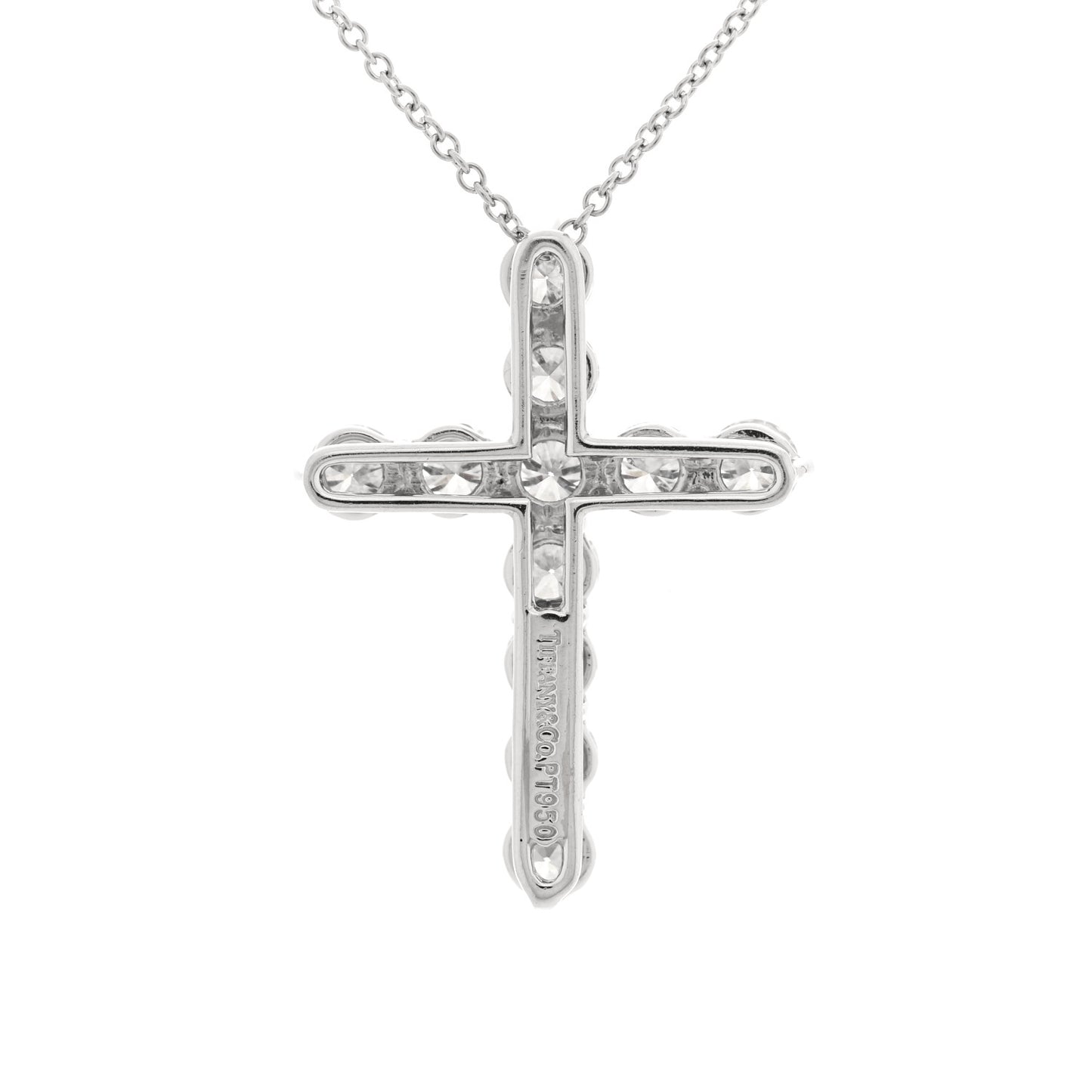 Platinum Diamond Large Cross Pendant Necklace