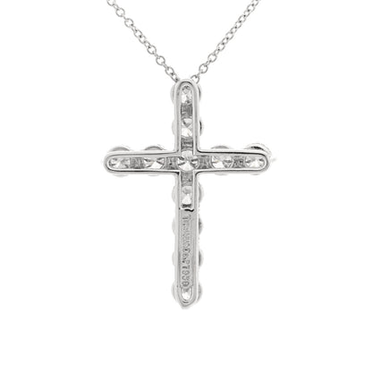 Tiffany Platinum Diamond Large Cross Pendant Necklace 5 of 5