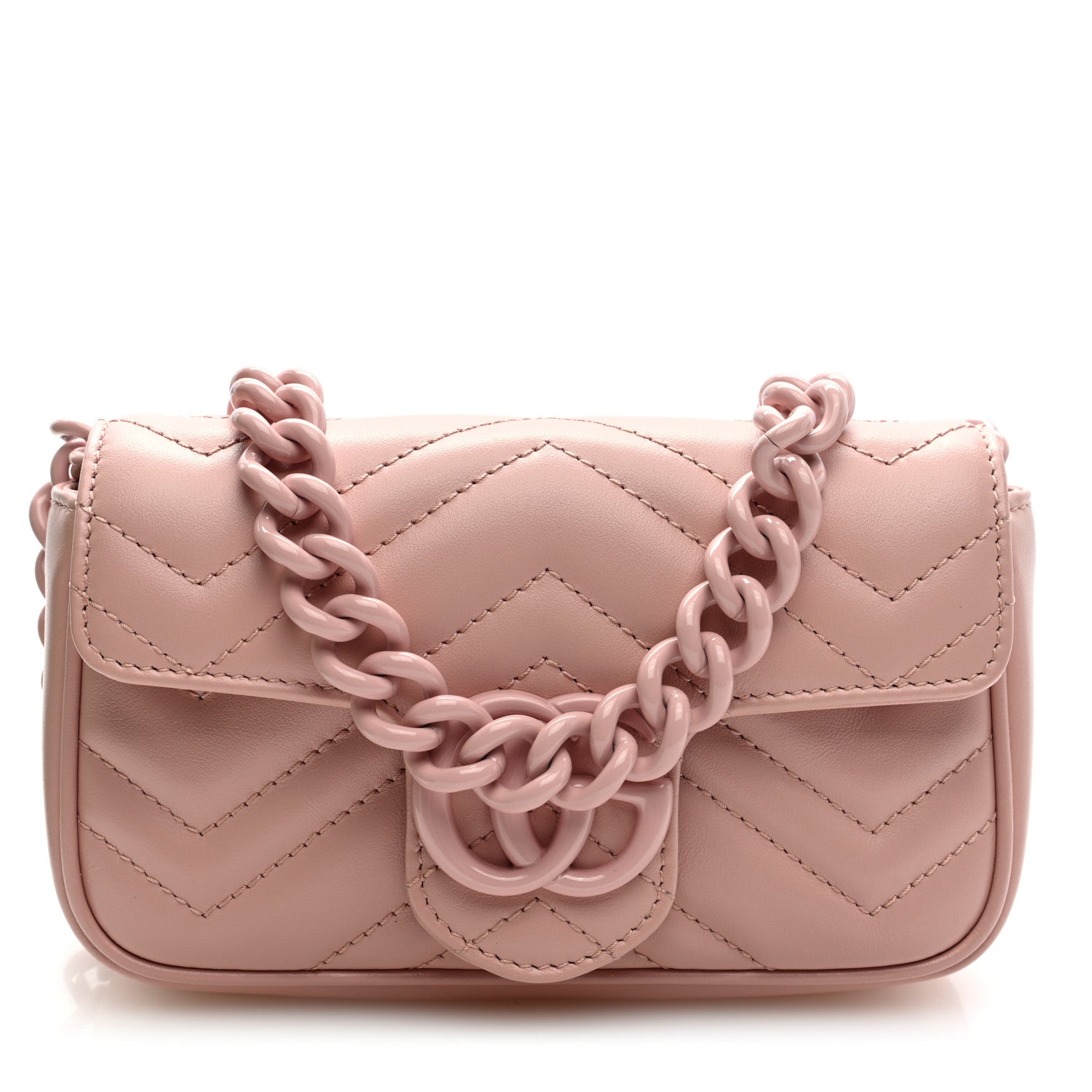 Gucci Calfskin Matelasse Monochrome GG Marmont Chain Belt Bag Perfect Pink 1 of 11