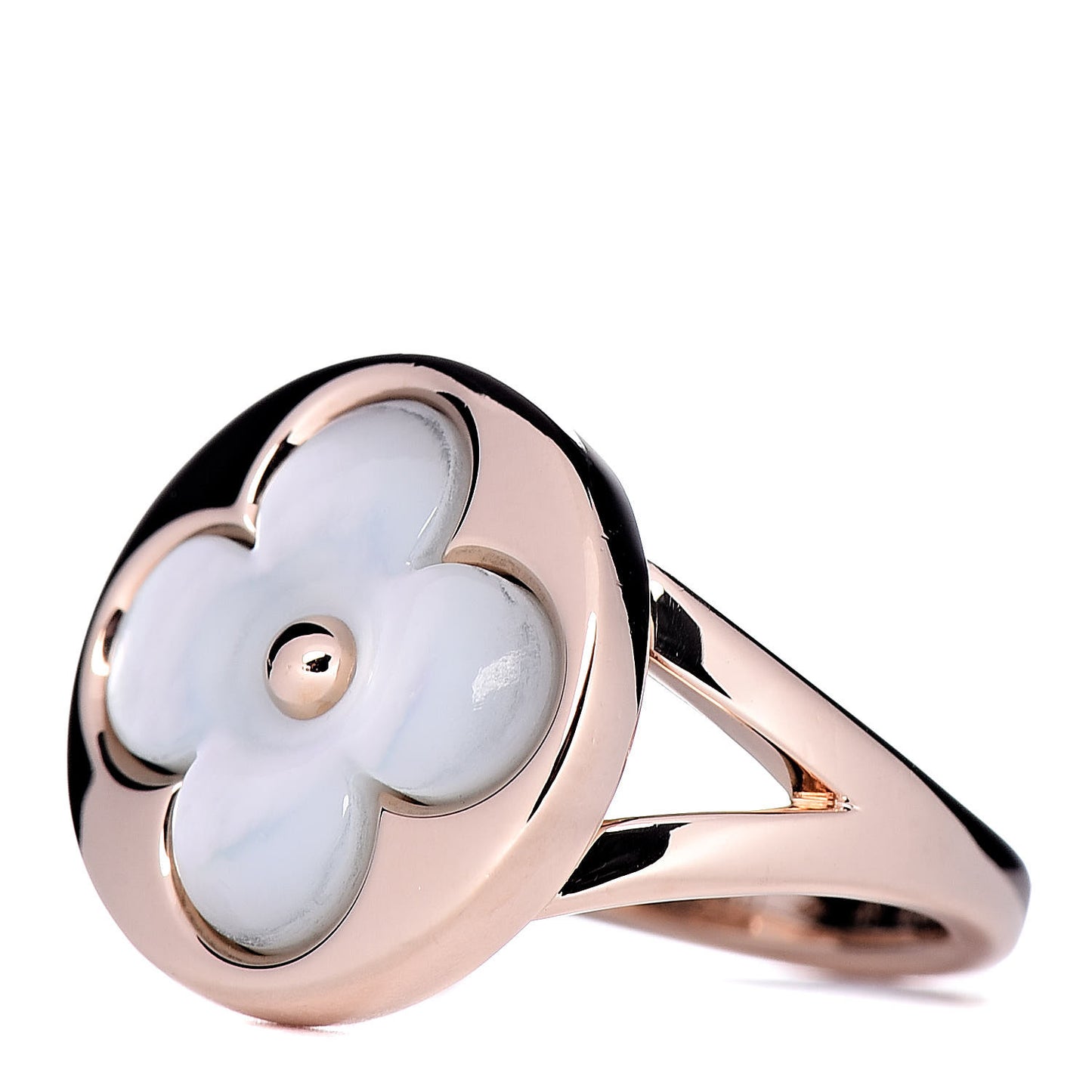 18K Pink Gold Mother Of Pearl Blossom Ring 49 4.75