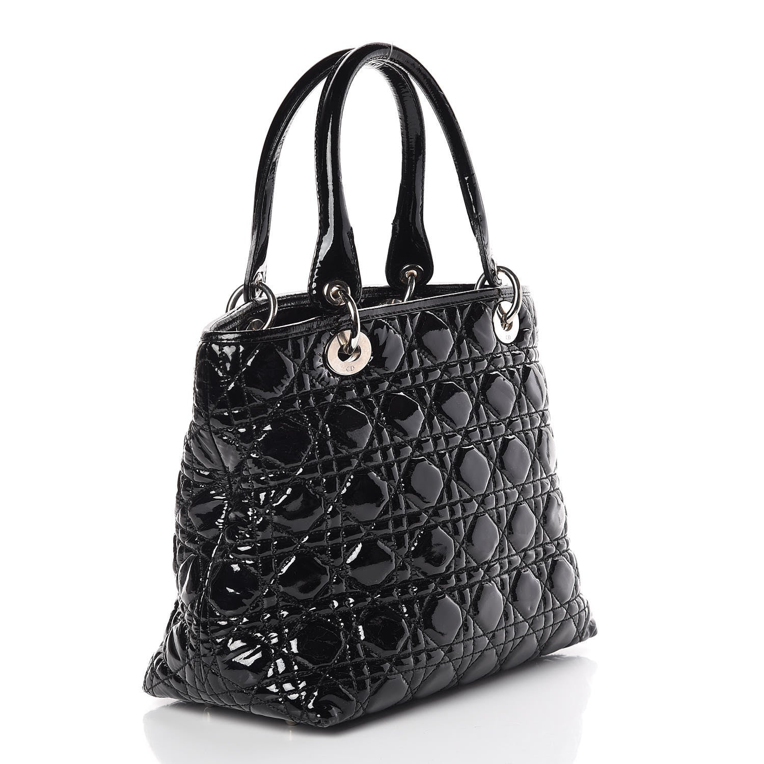 Christian Dior Patent Cannage Dior Tote Black 3 of 9