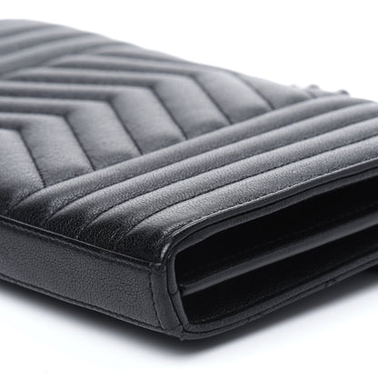 Saint Laurent Sheepskin Tri-Quilt Monogram Envelope Chain Wallet Black 11 of 13