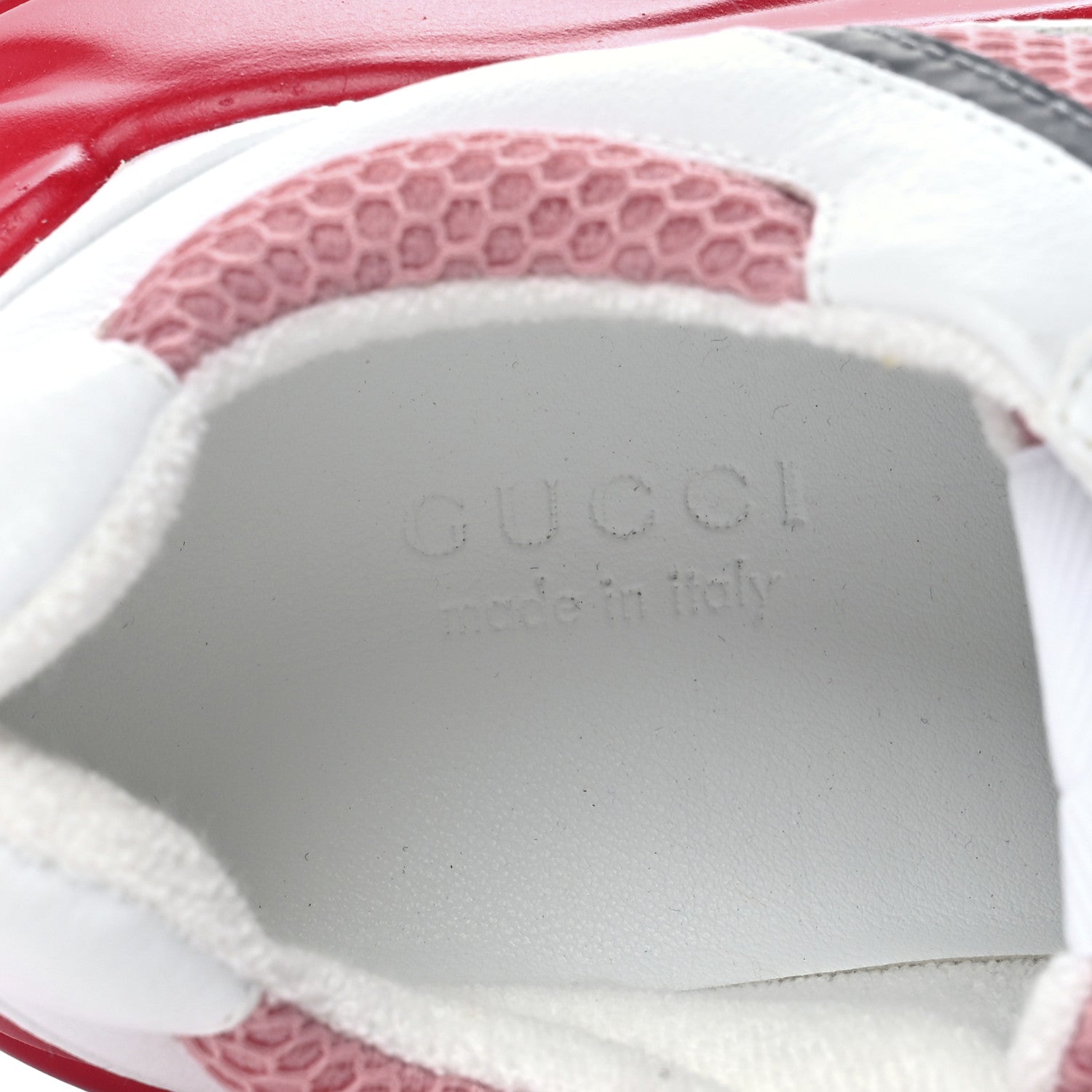 Gucci Lavaredo Eco Fabric Mesh Web Womens Rhyton Reflective Sneakers 37 Great White Water Rose Silver 7 of 9