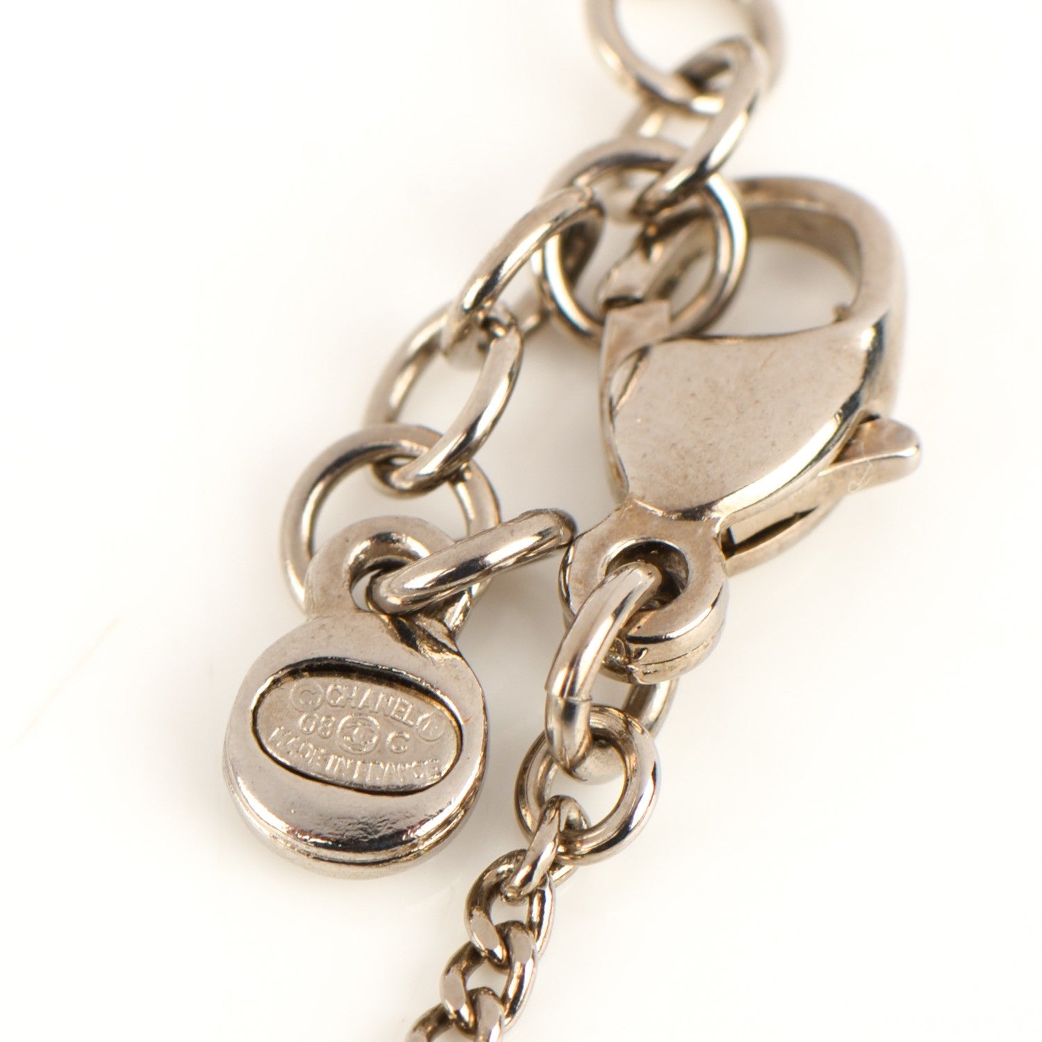 Chanel Crystal CC Pendant Necklace Silver Black 5 of 5
