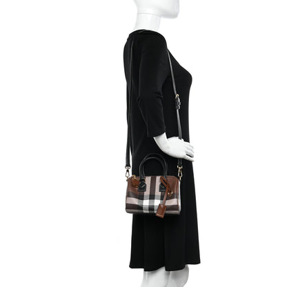 Burberry E-canvas Check Mini Bowling Bag Dark Birch Brown 2 of 9