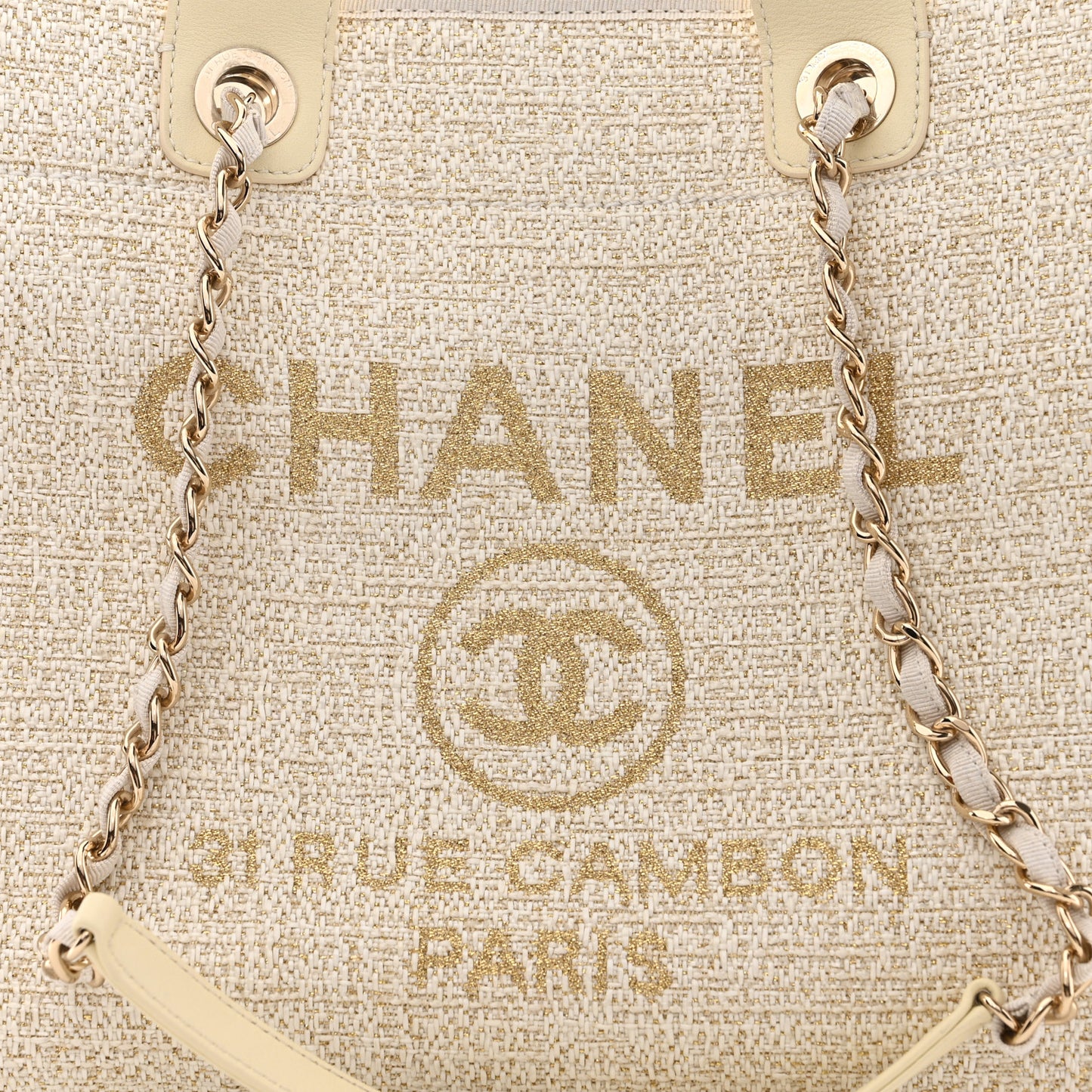 Lurex Boucle Medium Deauville Tote White