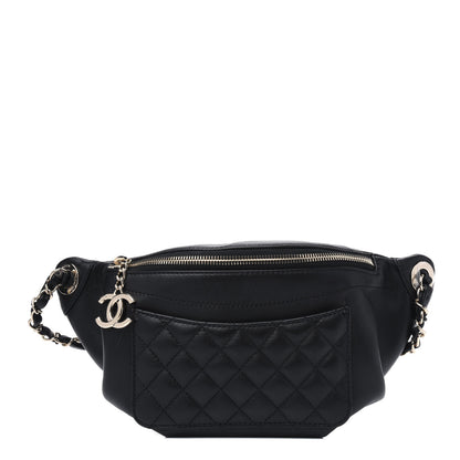 Chanel Lambskin Quilted Waist Bag Fanny Pack Black 1 of 3