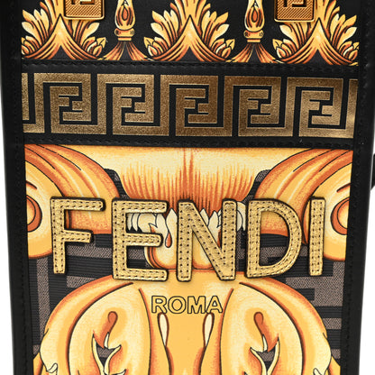 Fendi X VERSACE Vitello King Catalan Mirror Plexiglass Fendace FF Baroque Logo Mini Fendi Sunshine Shopper Tote Black Gold 8 of 11