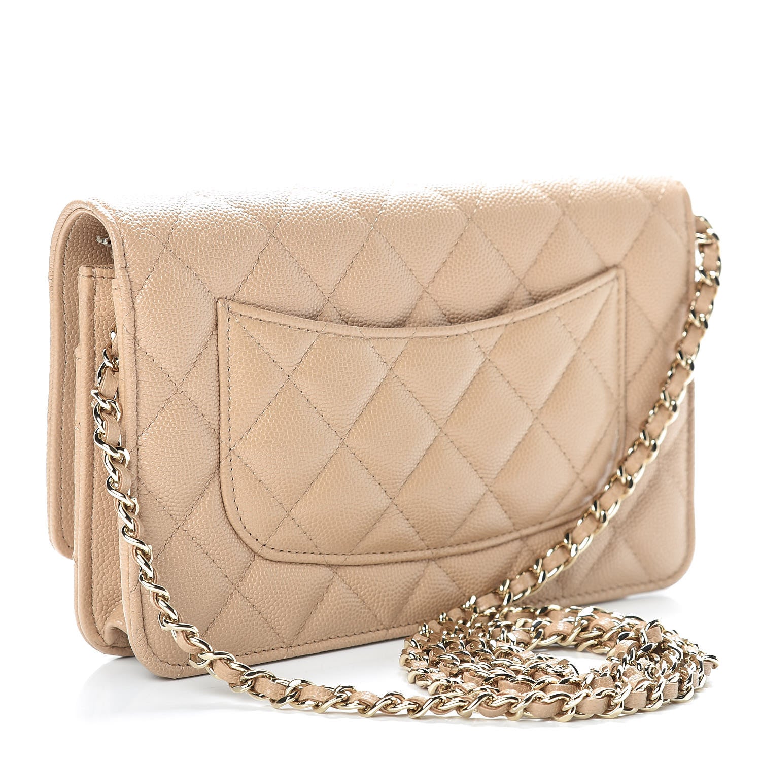 Chanel Caviar Quilted Wallet On Chain WOC Beige 3 of 13