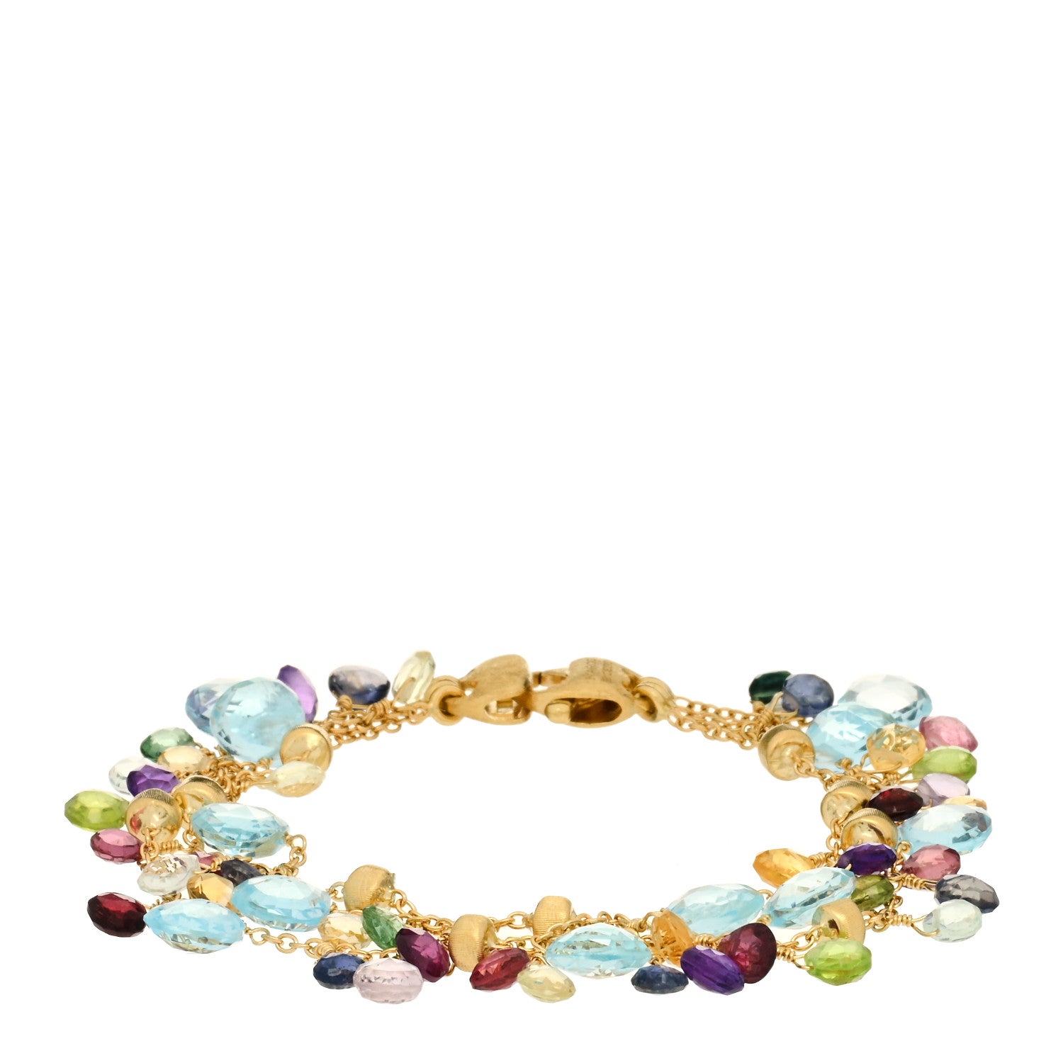 Marco Bicego 18K Yellow Gold Multi Gemstone Paradise Triple Strand Bracelet 1 of 3