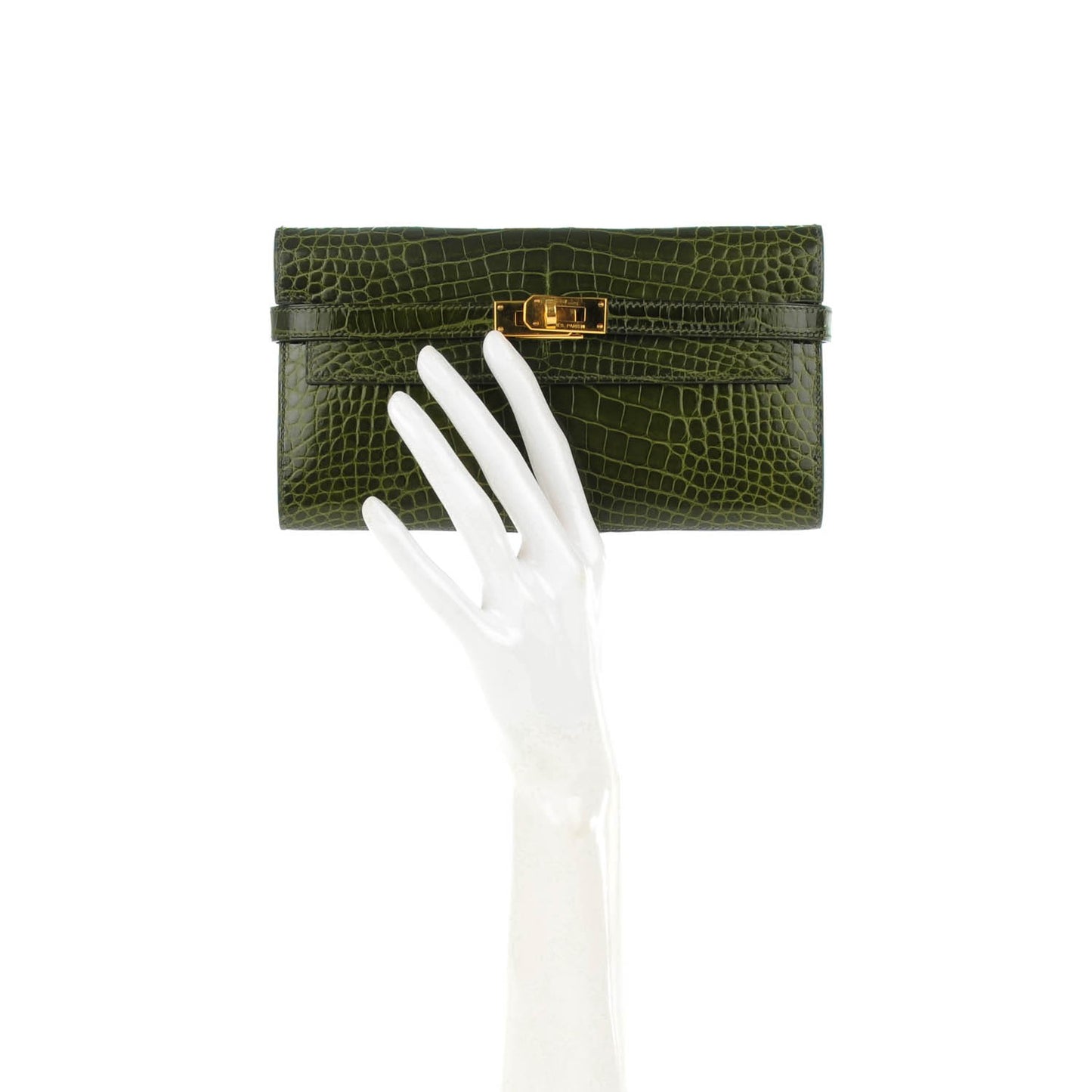 Shiny Alligator Kelly Longue Wallet Vert Veronese