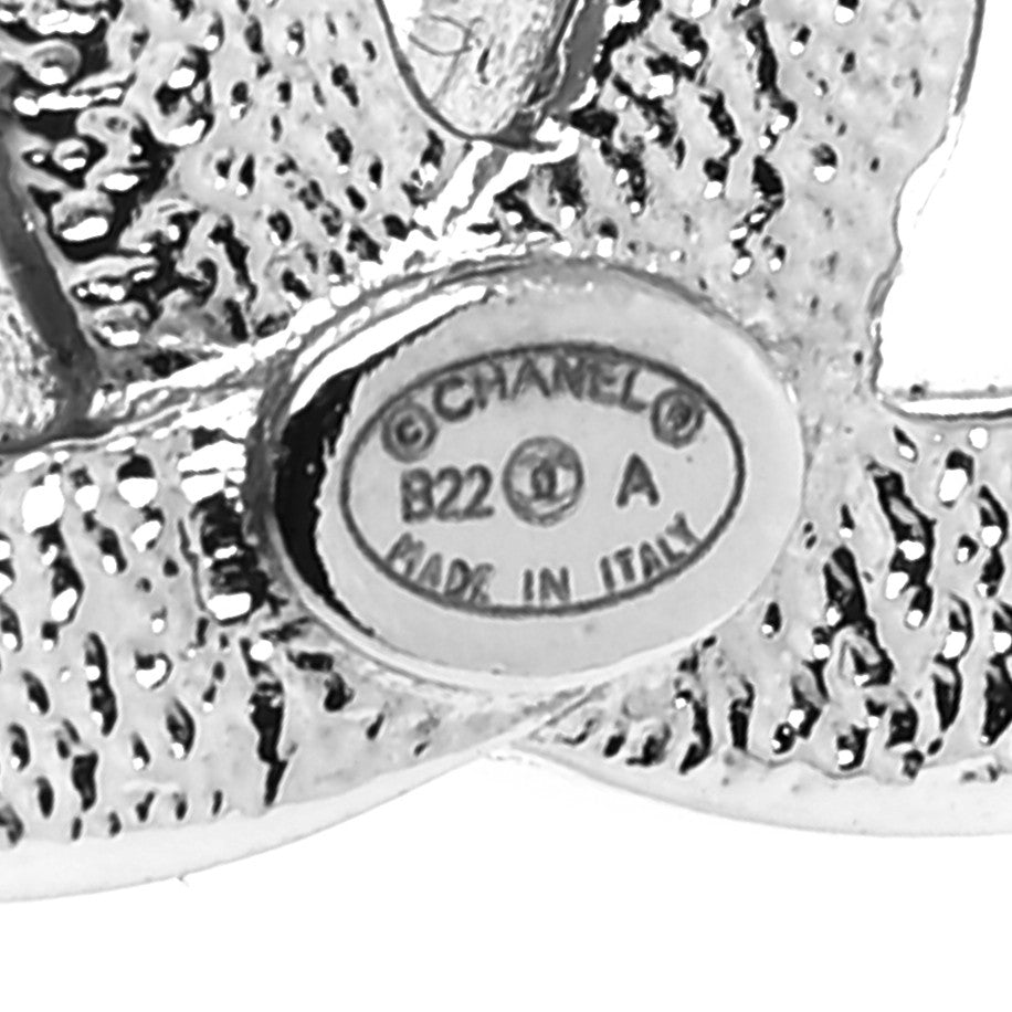 Chanel Crystal CC Earrings Silver Black 4 of 4