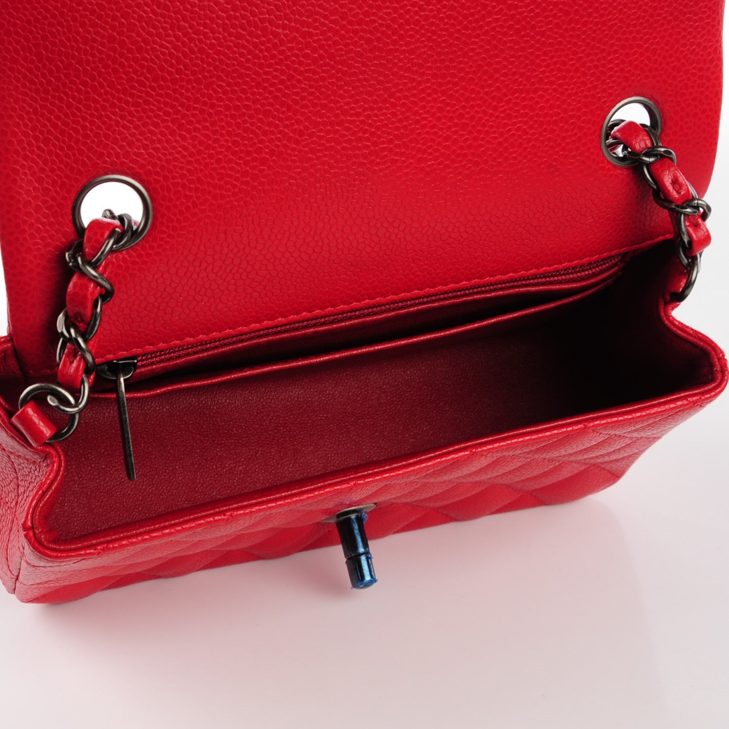 Chanel Caviar Quilted Mini Rectangular Flap Red 6 of 8