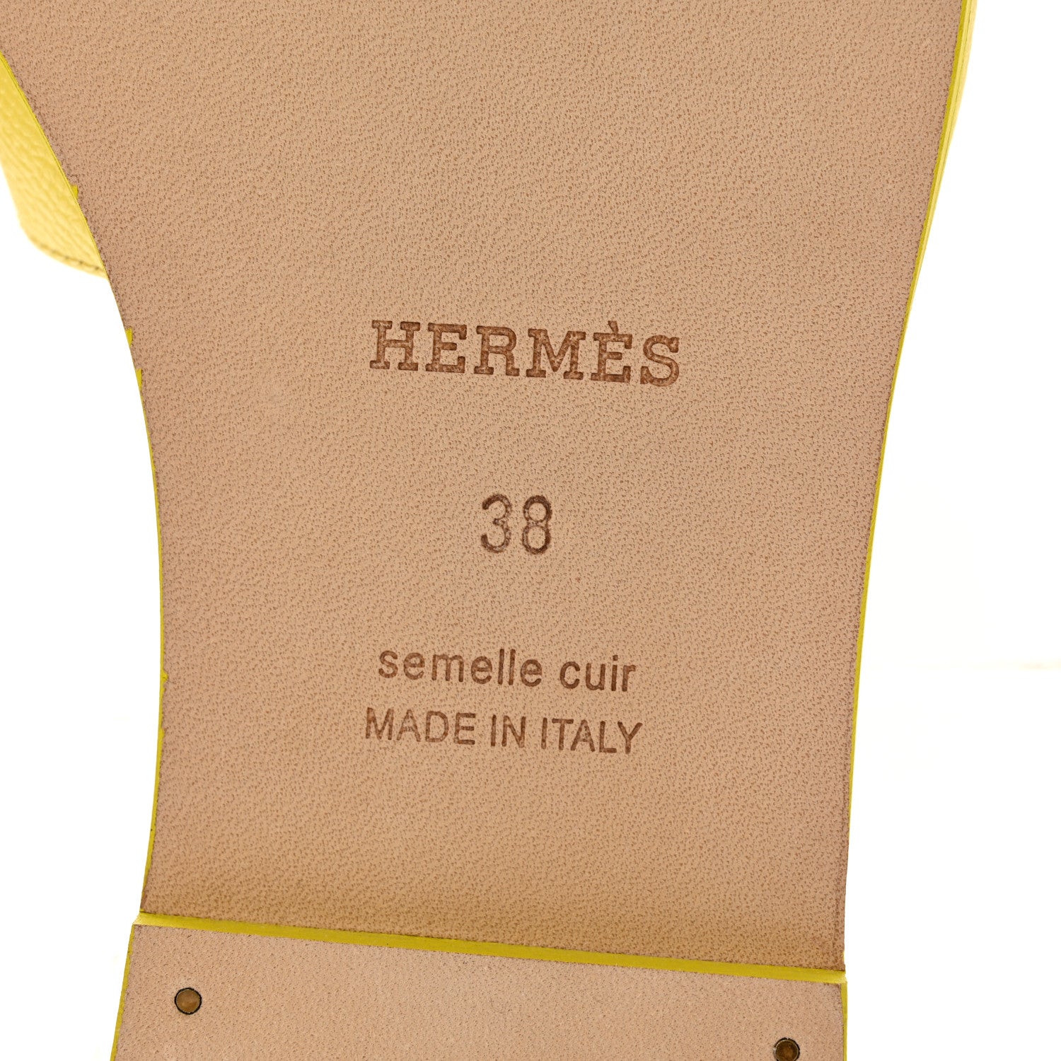 Hermes Epsom Oran Sandals 38 Jaune Pollen 6 of 8