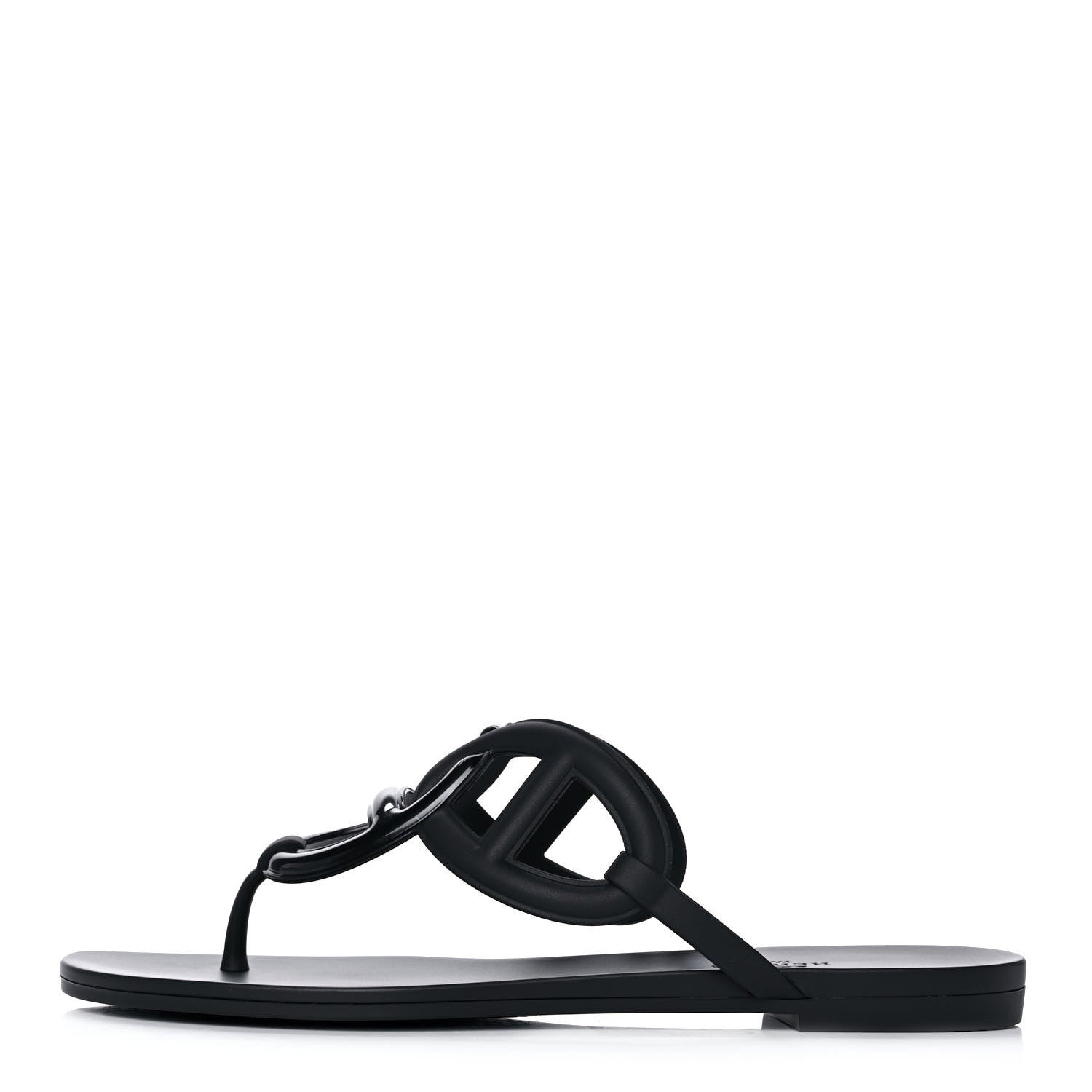 Hermes Rubber Womens Egerie Sandals 38 Black 1 of 9