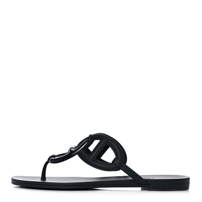 Hermes Rubber Womens Egerie Sandals 38 Black 1 of 9