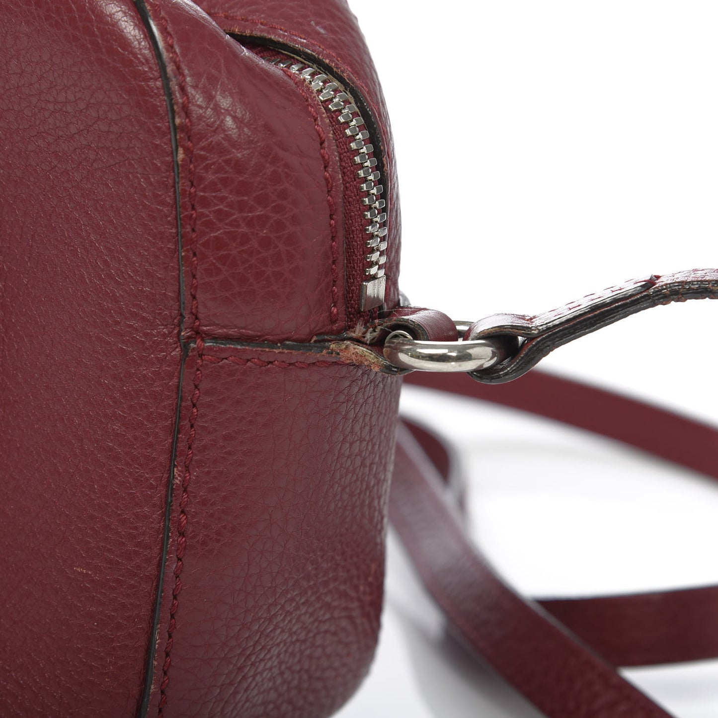 Pebbled Calfskin Studded Small Soho Disco Bag Soft Burgundy