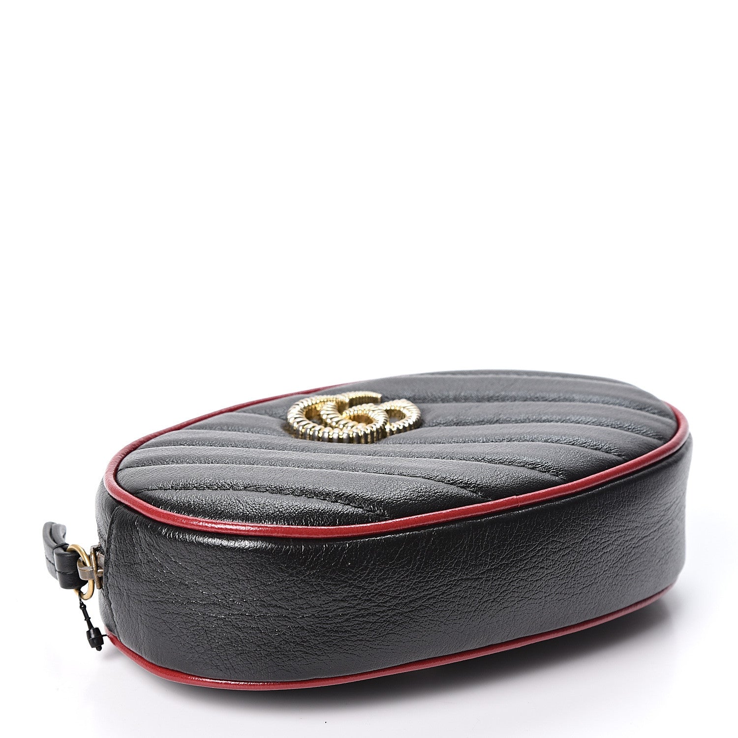 Gucci Azalea Calfskin Matelasse Diagonal Torchon GG Marmont Belt Bag 75 30 Black Romantic Cerise 3 of 11