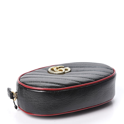 Gucci Azalea Calfskin Matelasse Diagonal Torchon GG Marmont Belt Bag 75 30 Black Romantic Cerise 3 of 11