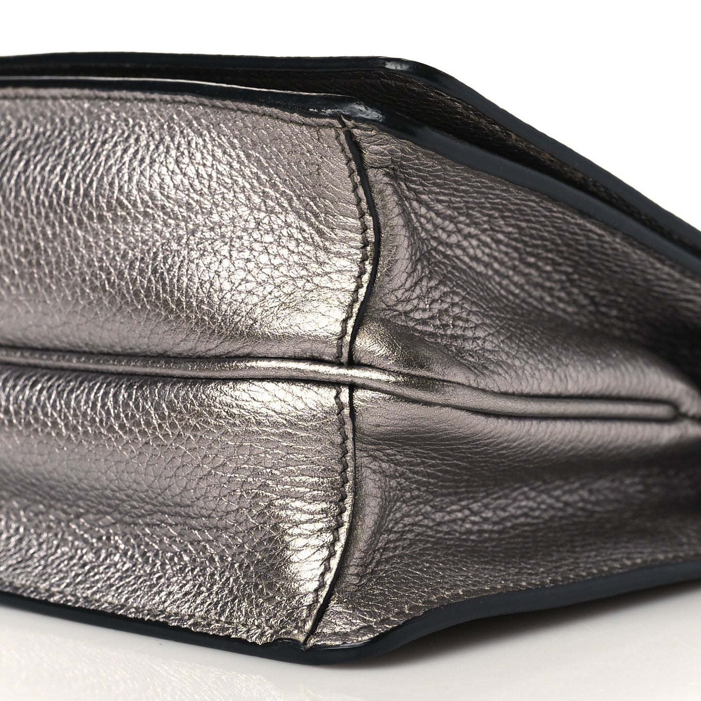 Metallic Vitello Daino Flap Crossbody Cromo