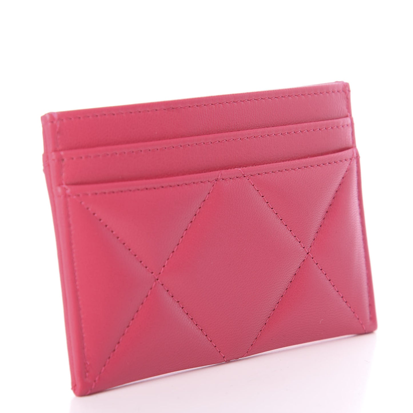 Shiny Goatskin Quilted 19 Card Holder Dark Pink