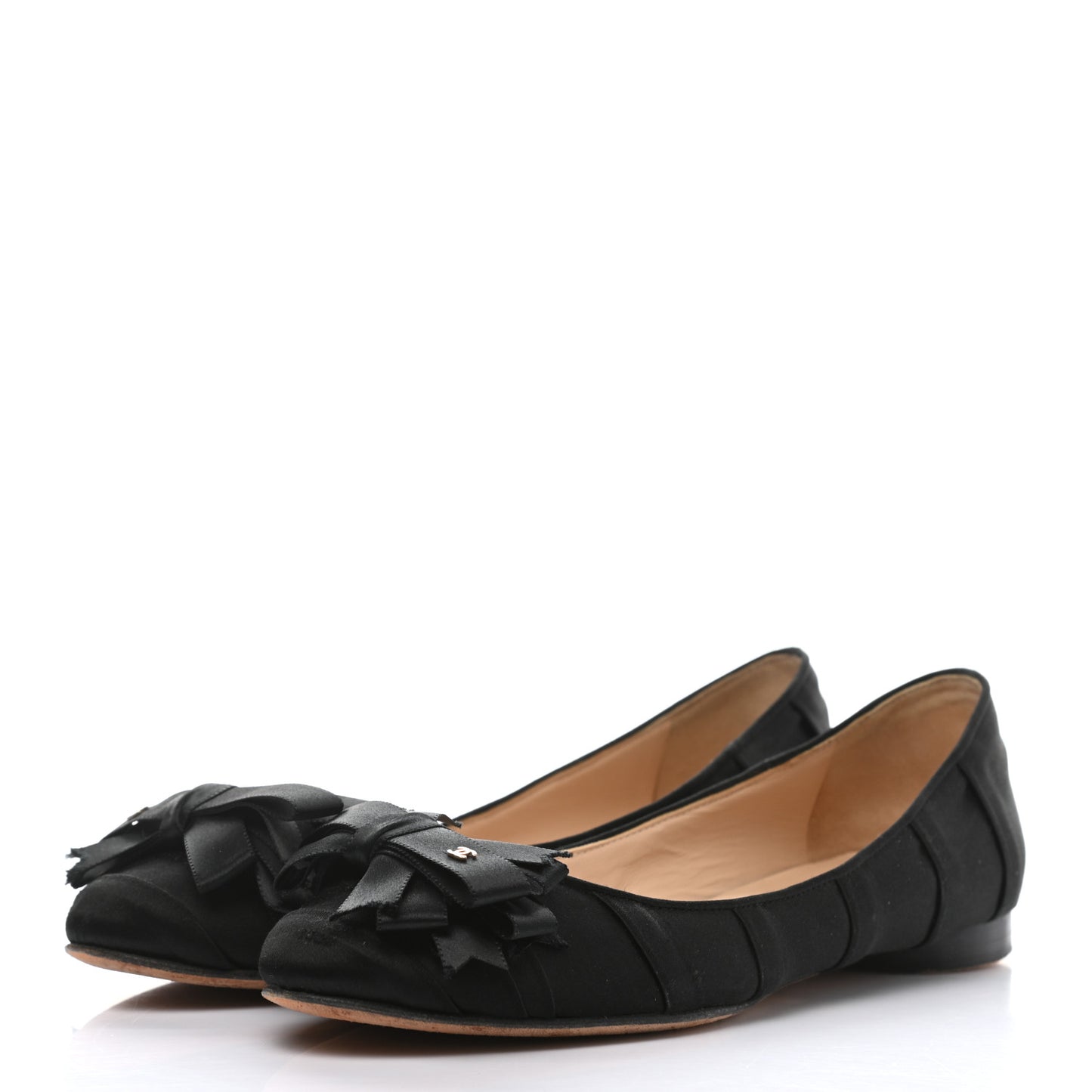 Satin CC Bow Flats 37 Black