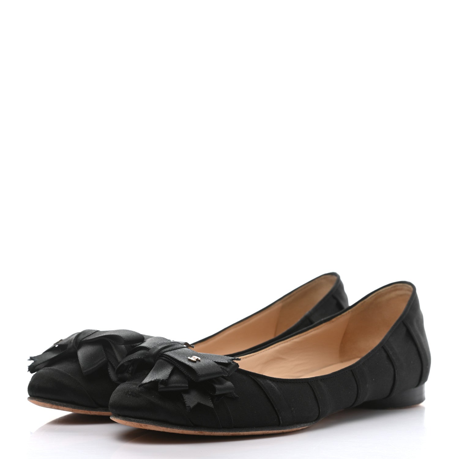 Chanel Satin CC Bow Flats 37 Black 3 of 13