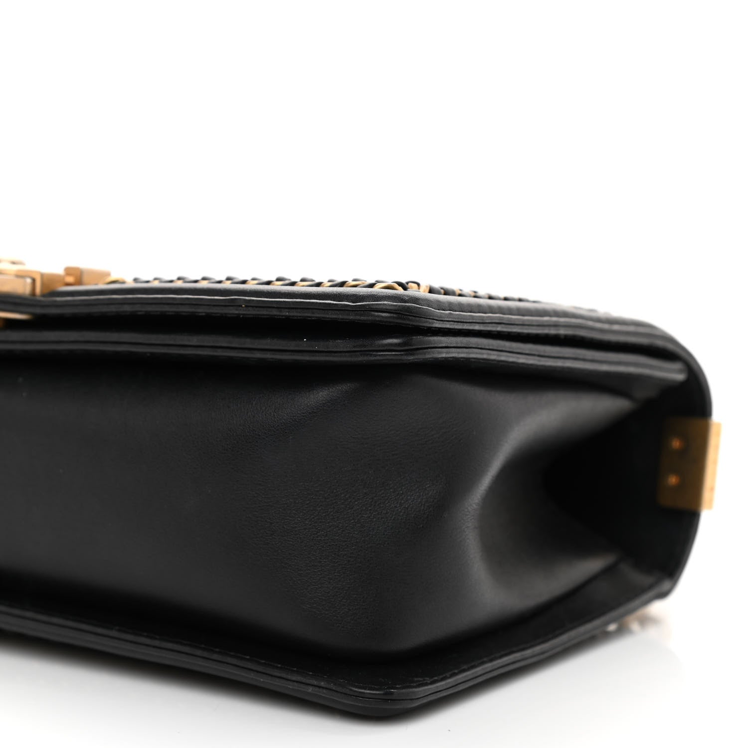 Chanel Calfskin Quilted Medium Boy Top Handle Flap Black 10 of 12